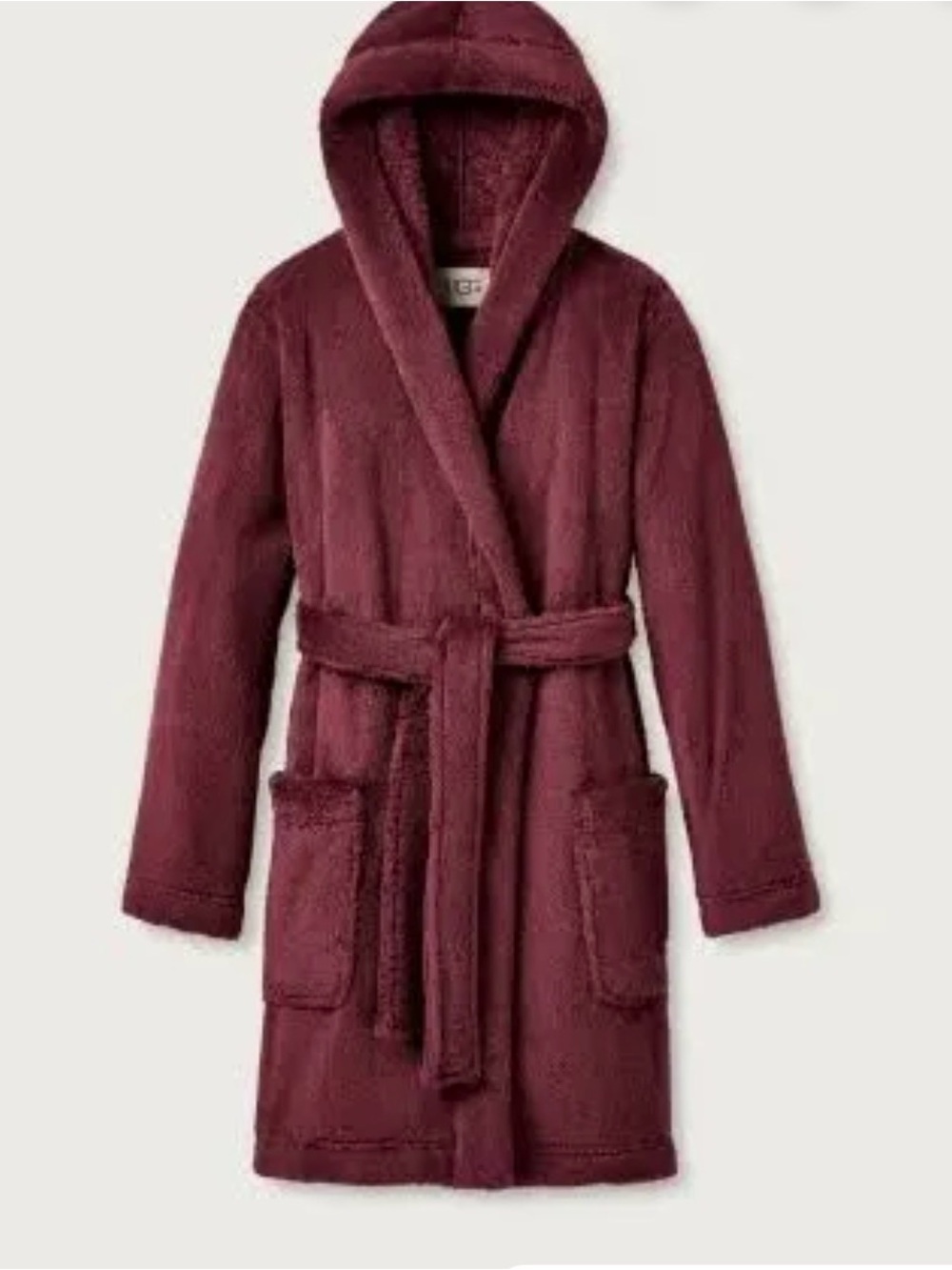 UGG Plush Hooded Sherpa Robe in Berry